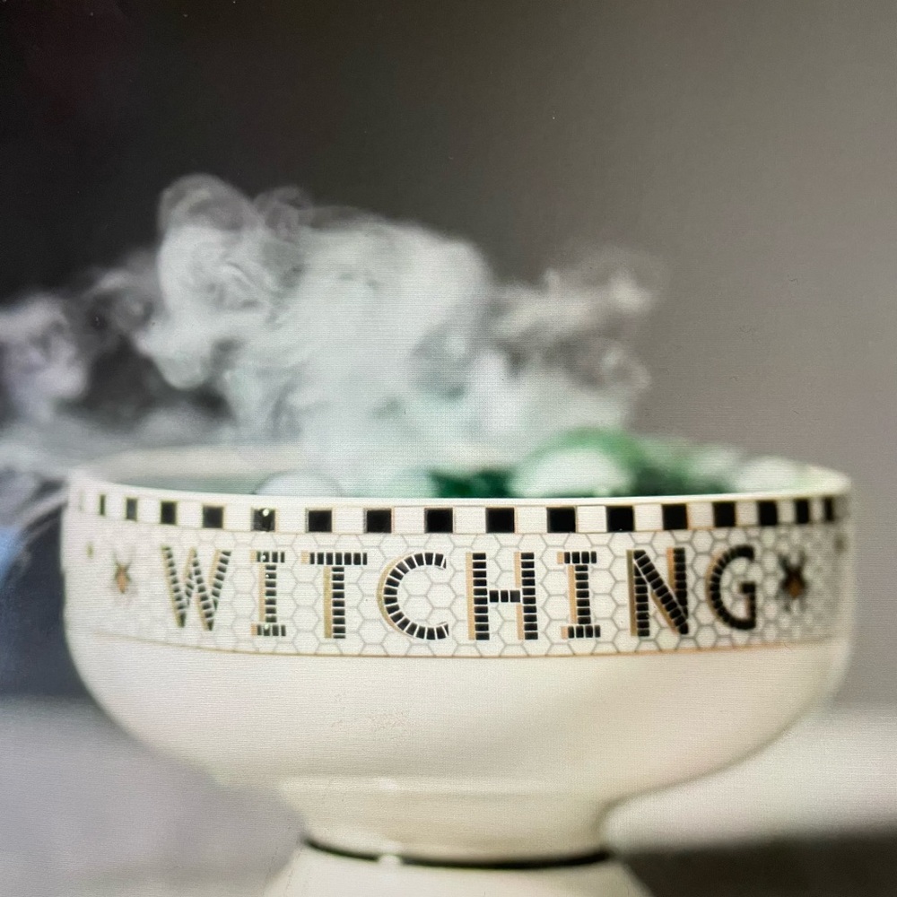 ❤️ ANTHROPOLOGIE THE BISTRO TILE STONEWARE SPOOKY NUT BOWL NEW